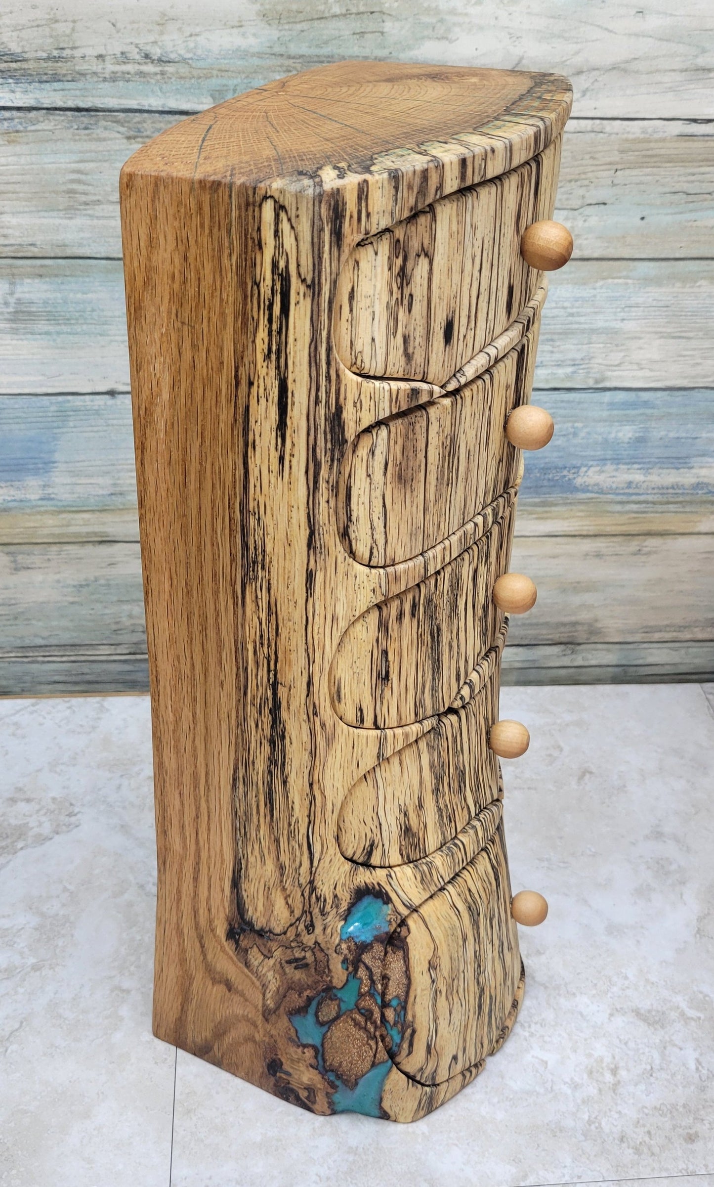 5 Drawer Spalted Oak Wood