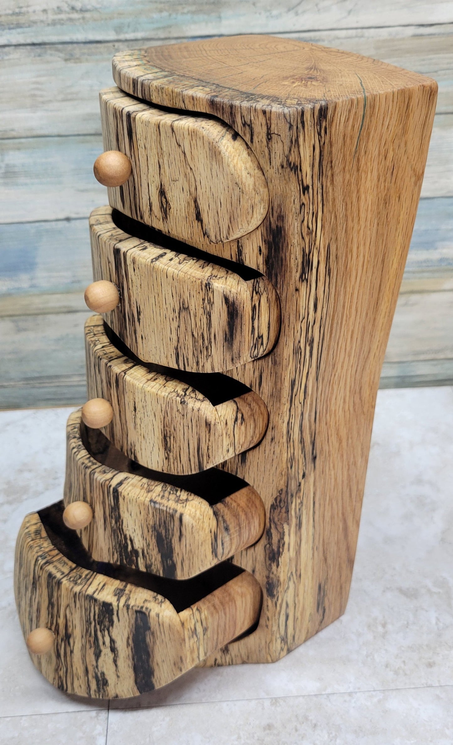 5 Drawer Spalted Oak Wood