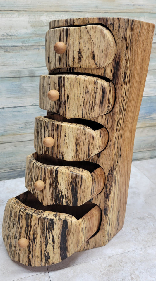 5 Drawer Spalted Oak Wood