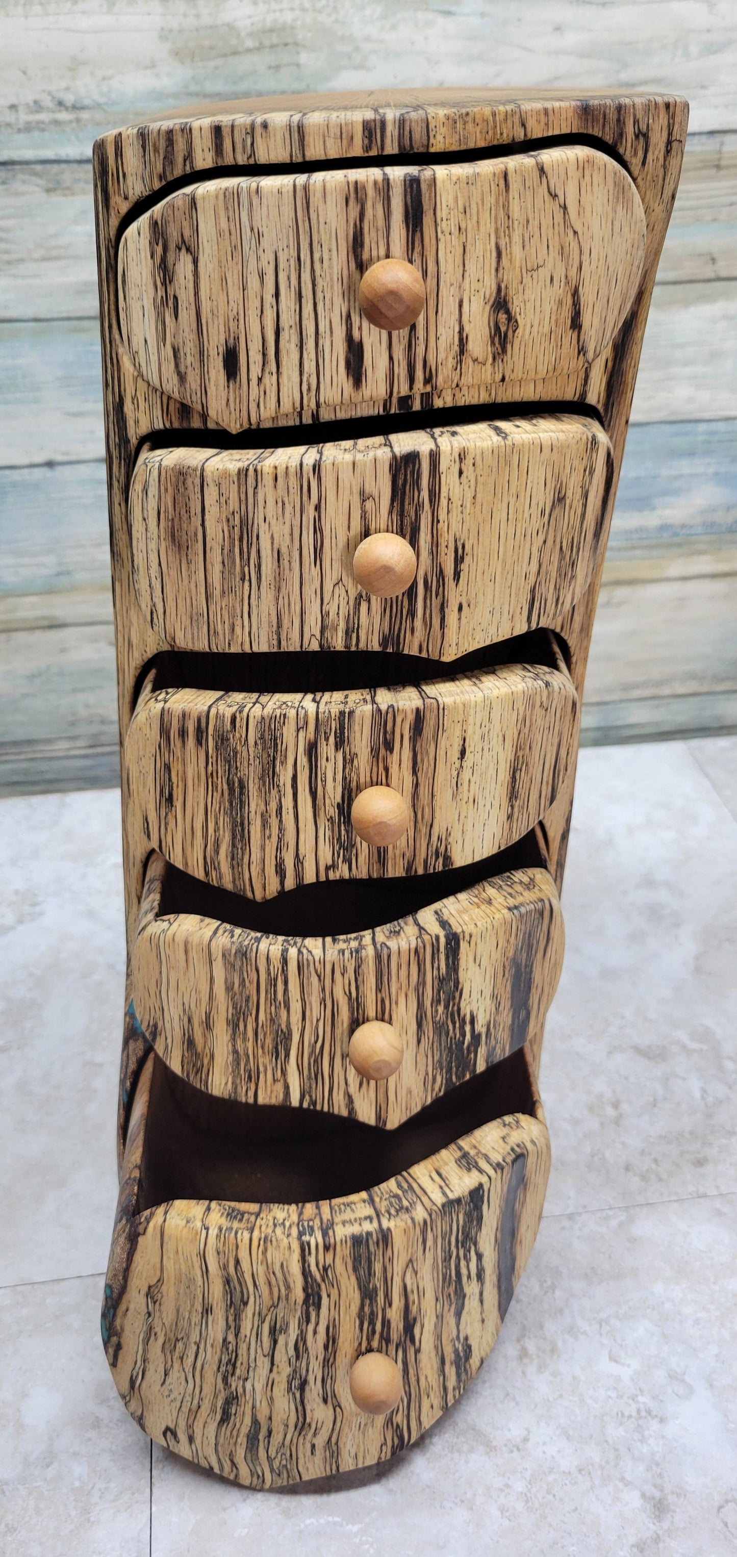5 Drawer Spalted Oak Wood