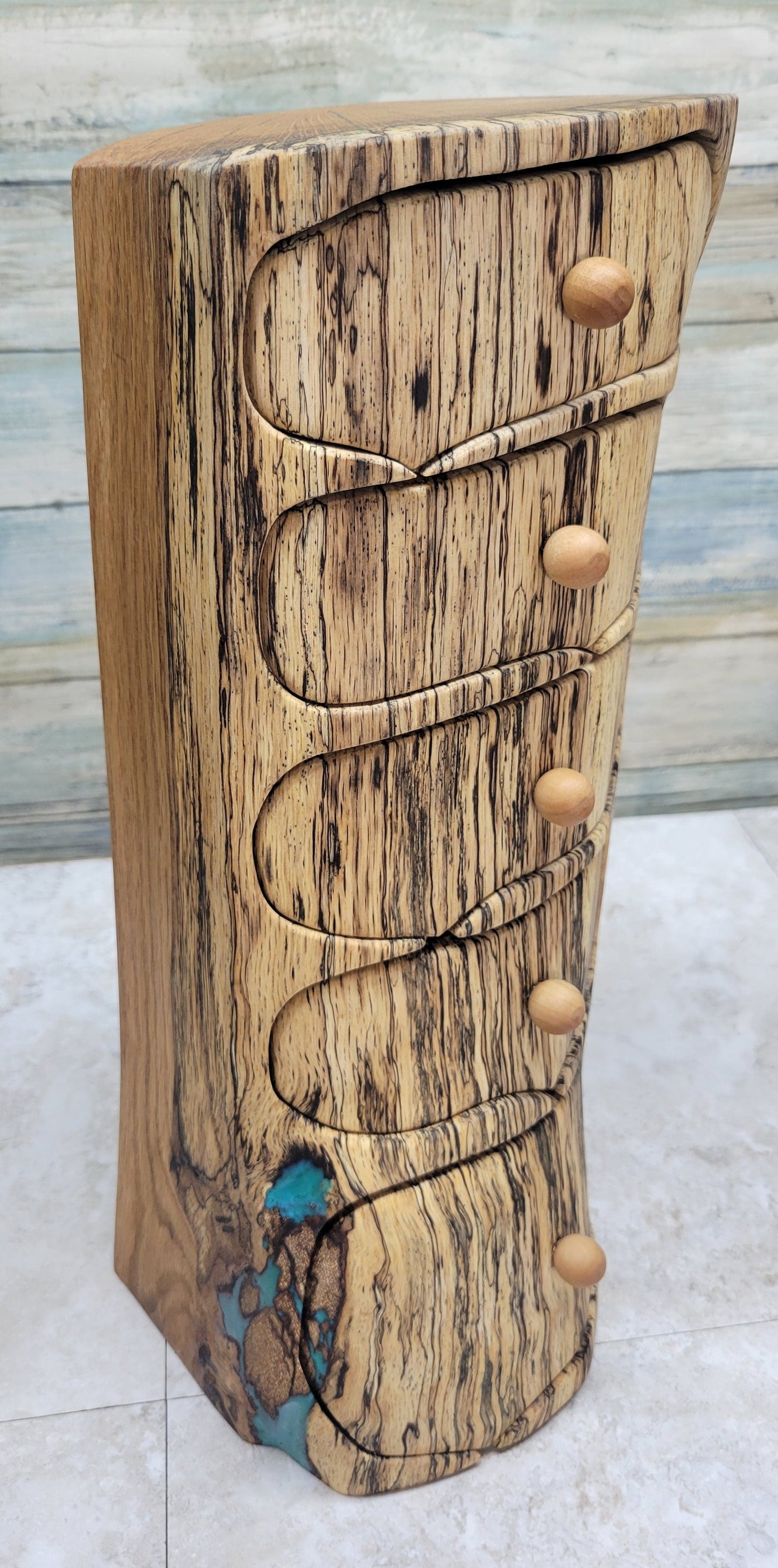 5 Drawer Spalted Oak Wood