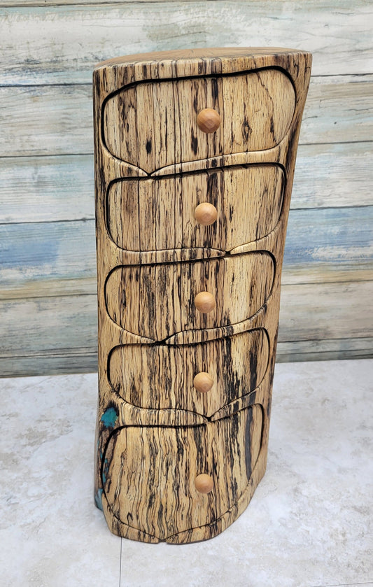 5 Drawer Spalted Oak Wood