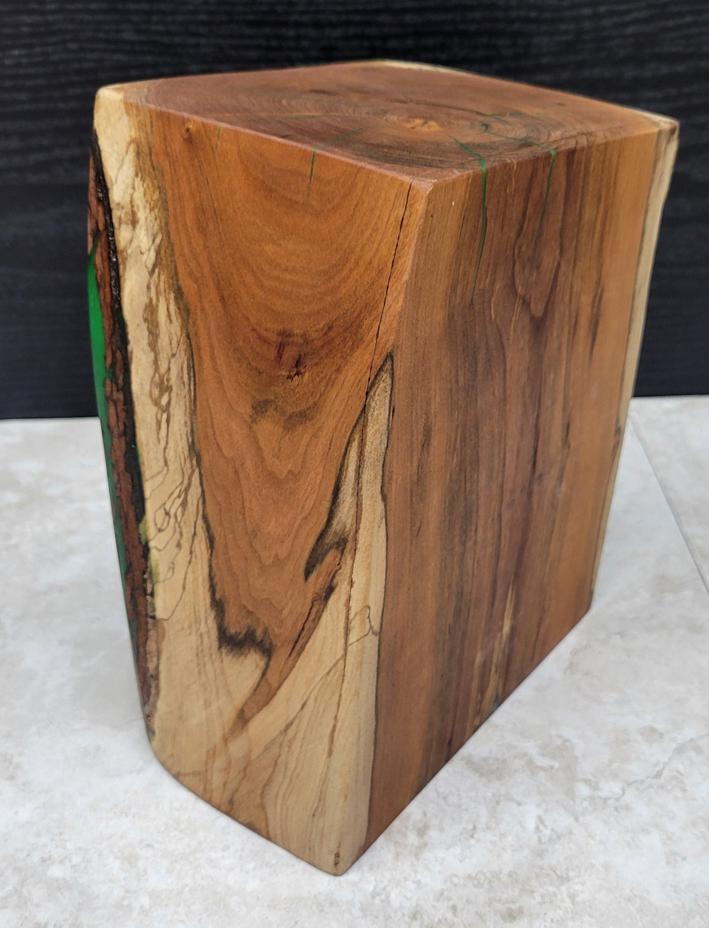 Cherry Wood Green Resin Box