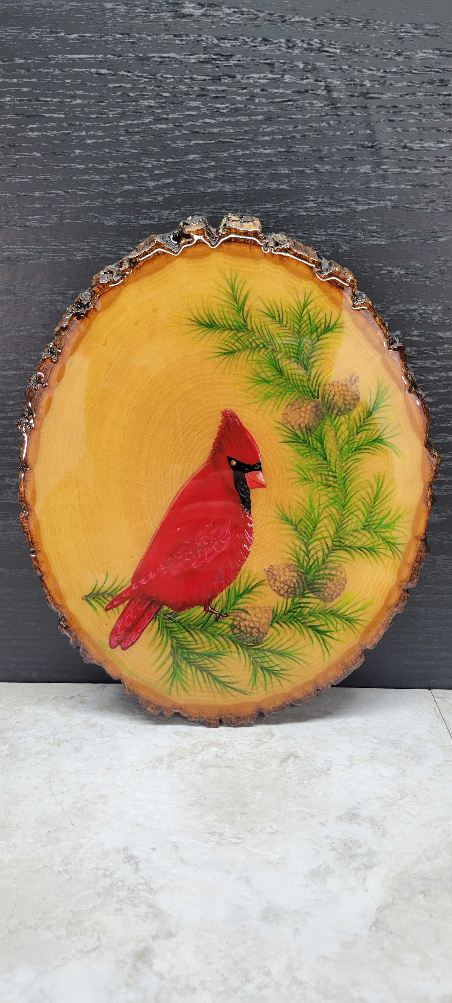 Cardinal on a Pine Branch