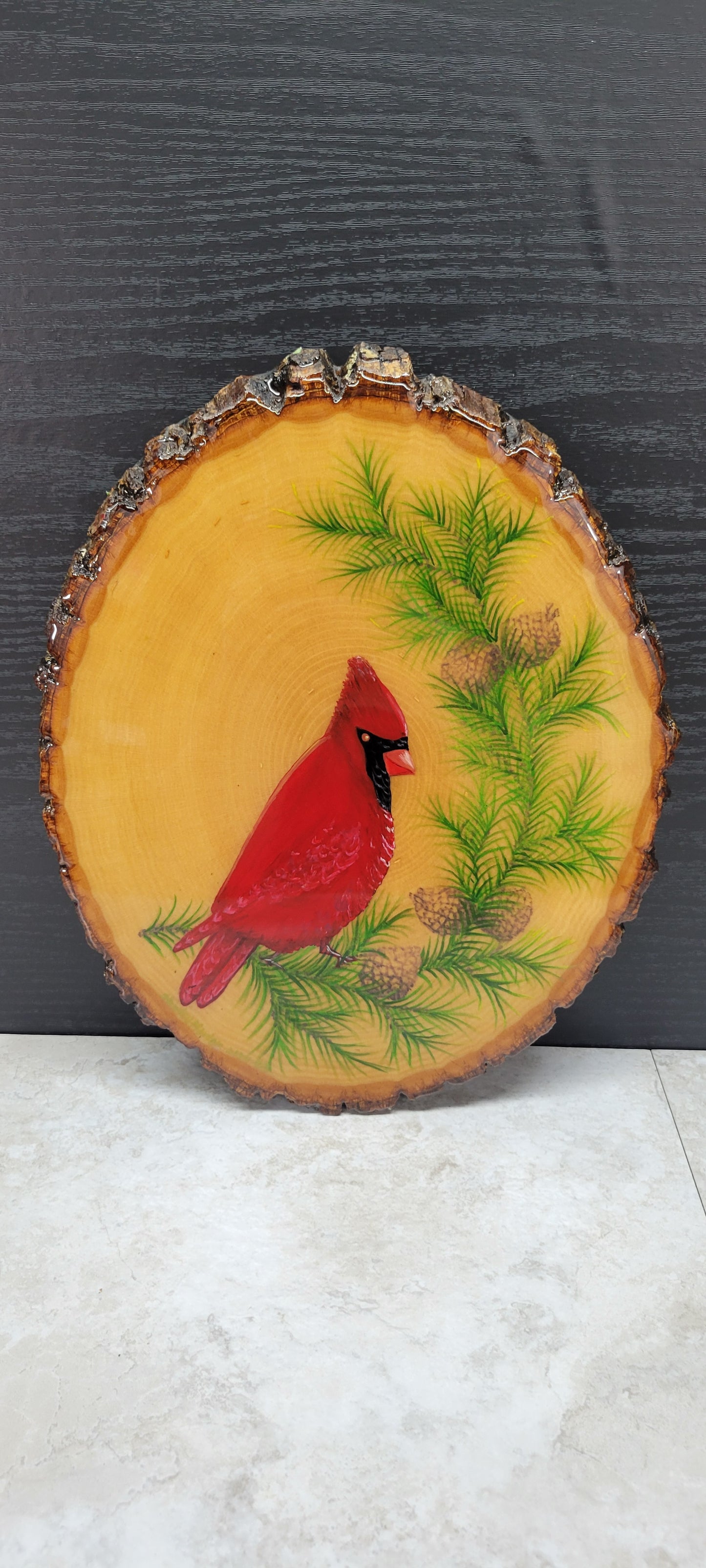 Cardinal on a Pine Branch