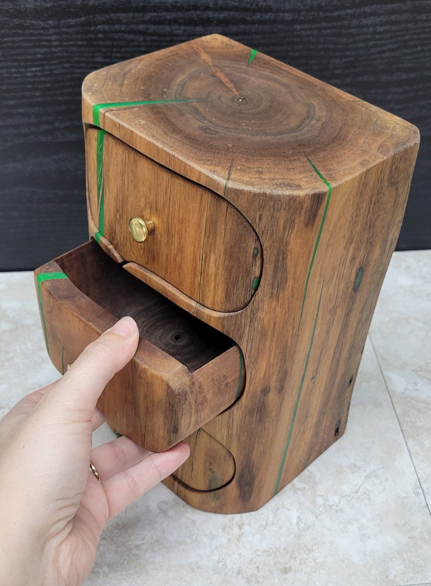 Walnut with Green Resin