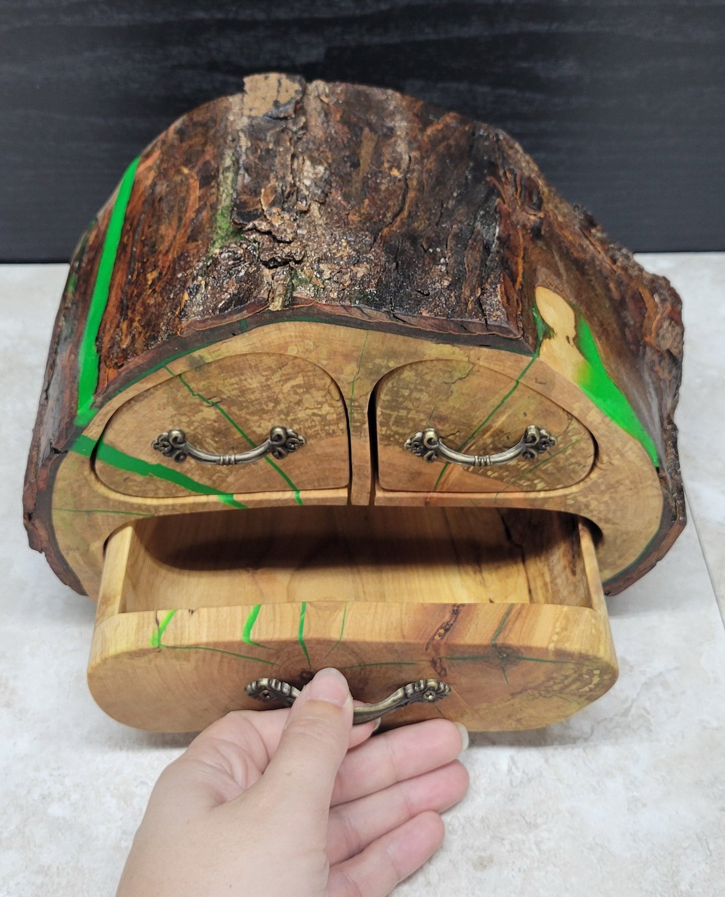 Spalted Maple 3 Drawer with Bark